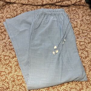 blue island Light Blue Pinstripe Wide-Leg Pants